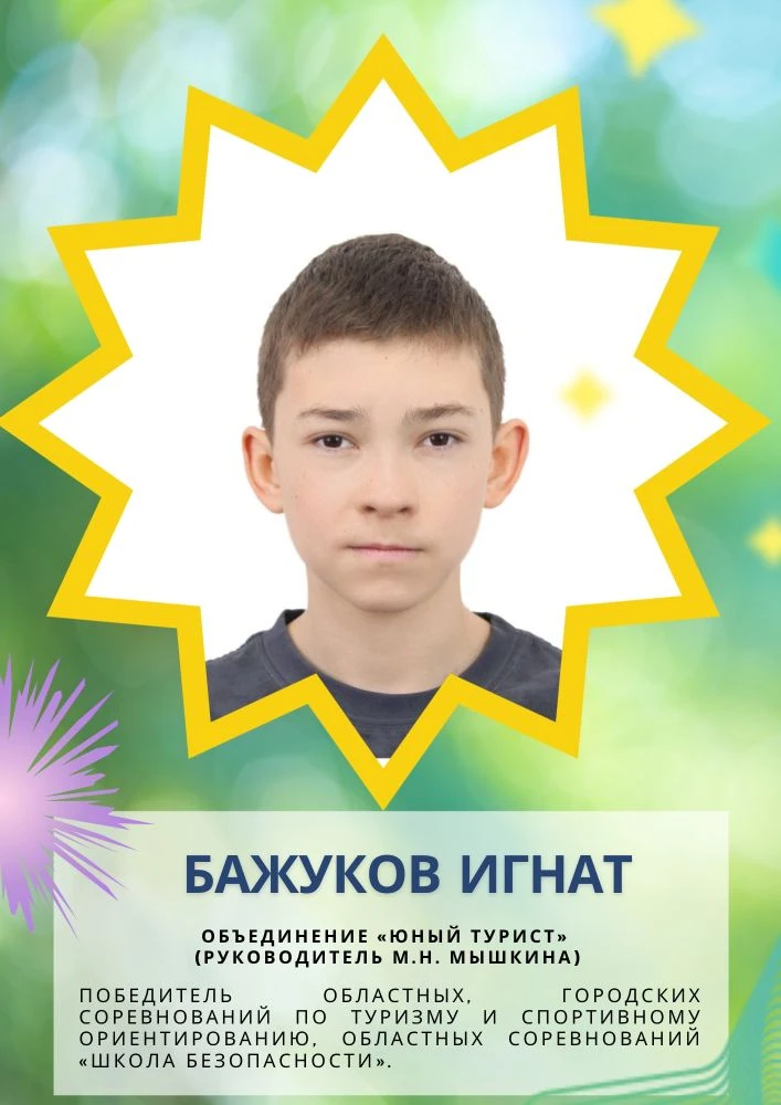 Поздравлям ребят кружка "Юный турист" (рук. Мышкина М.Н.), прошедших отбор на доску почета "Созвезди