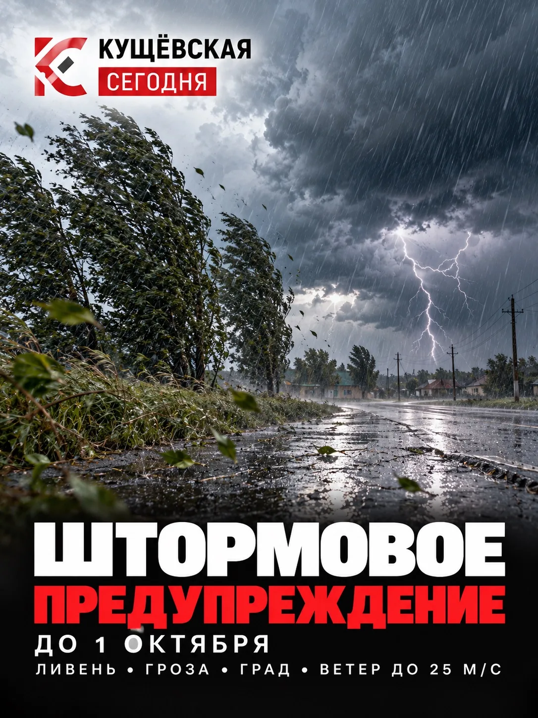 ⛈ На Кубани объявлено штормовое предупреждение