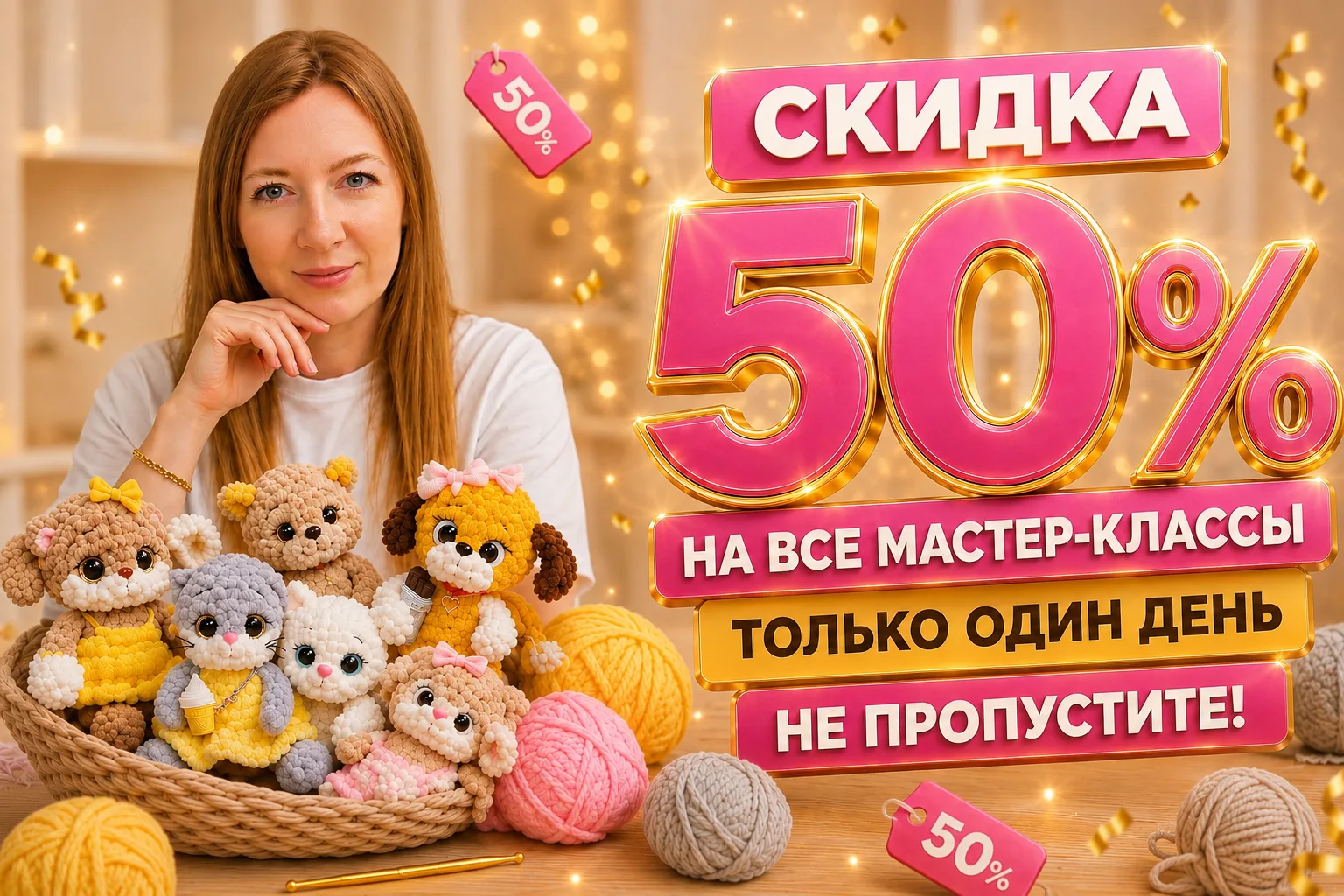 🎉 Только сегодня скидка -50% на все мастер-классы на моём сайте! 🎉

Дорогие мои! 🌸

У меня сегодн