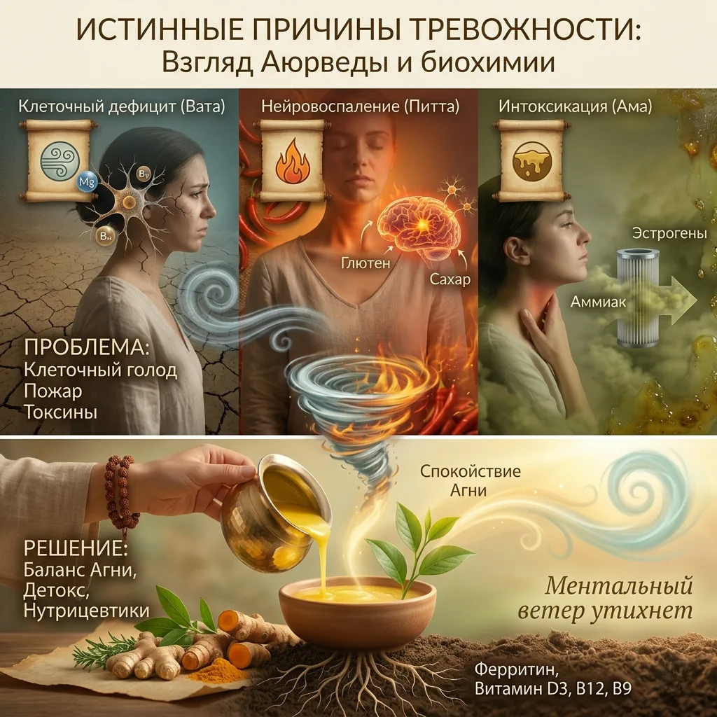 🌪 ИСТИННЫЕ ПРИЧИНЫ ТРЕВОЖНОСТИ: Взгляд Аюрведы и биохимии