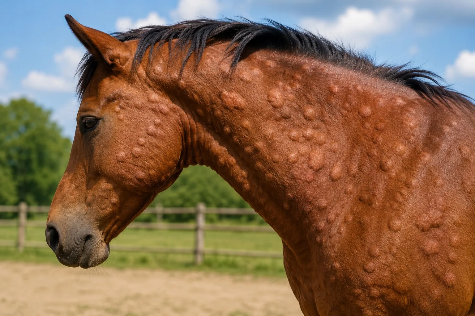 🐴 Крапивница у лошадей: когда безобидные волдыри могут стать серьезной проблемой

Крапивница — это 
