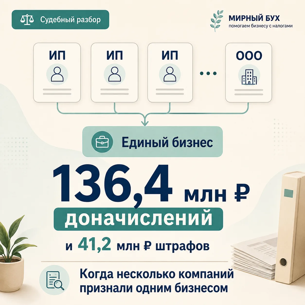 ⚡ Бизнес разделили между ИП и ООО — итогом стали 136 млн рублей налогов