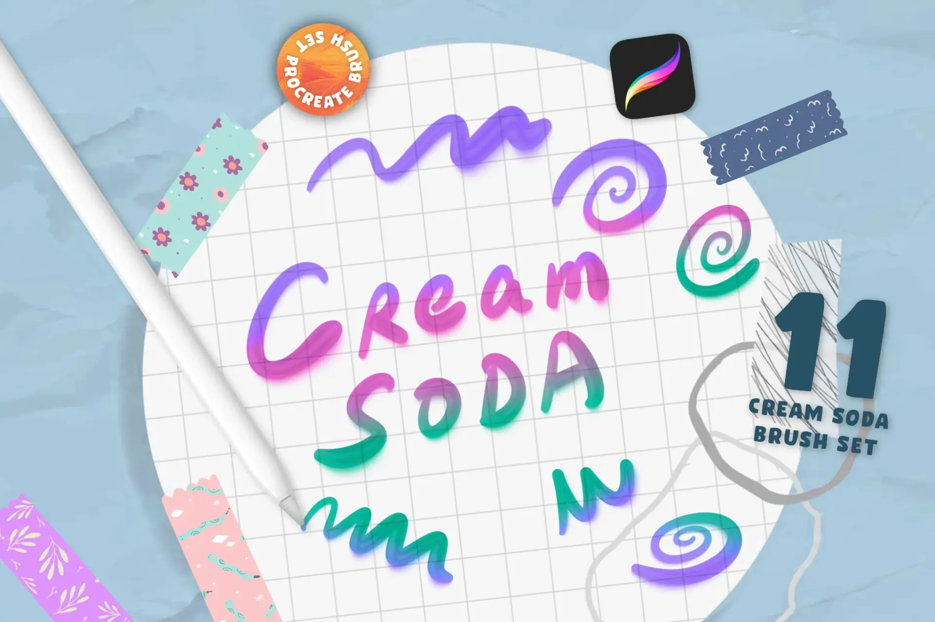 👨‍🎨 11 Cream Soda Procreate Brush Set
