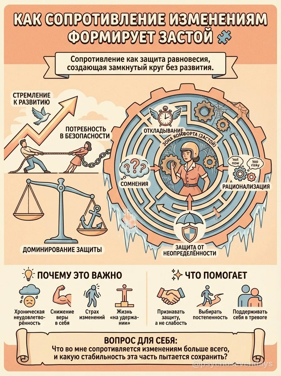 Как сопротивление изменениям формирует застой 🧩
