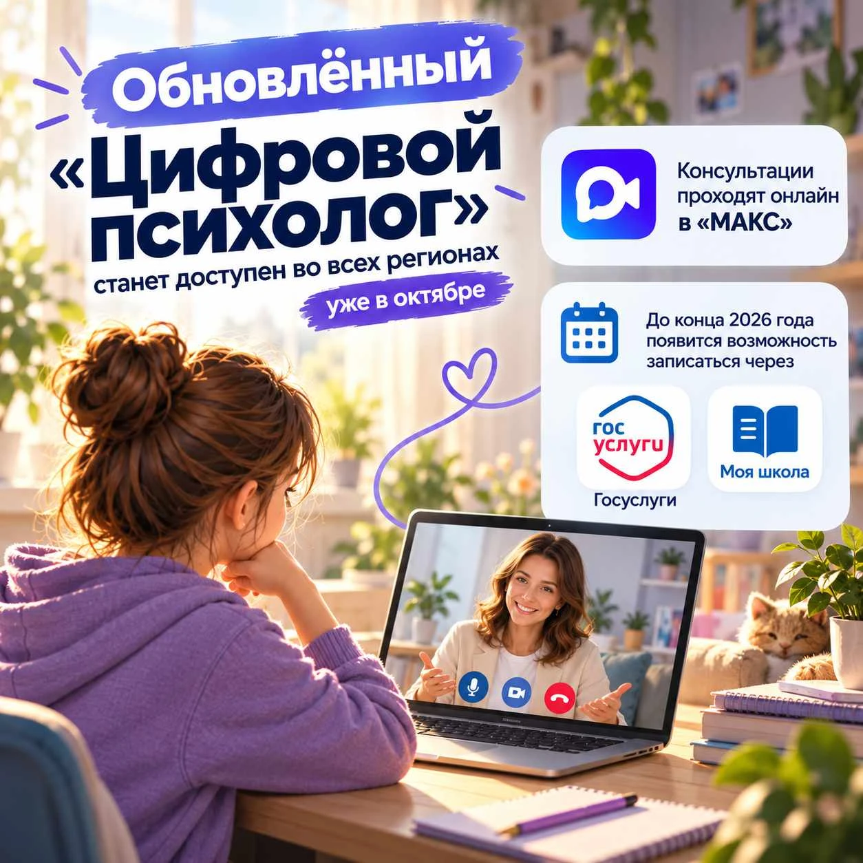 🧠 Минпросвещения России сообщает: обновлённый сервис «Цифровой психолог» станет доступ...
