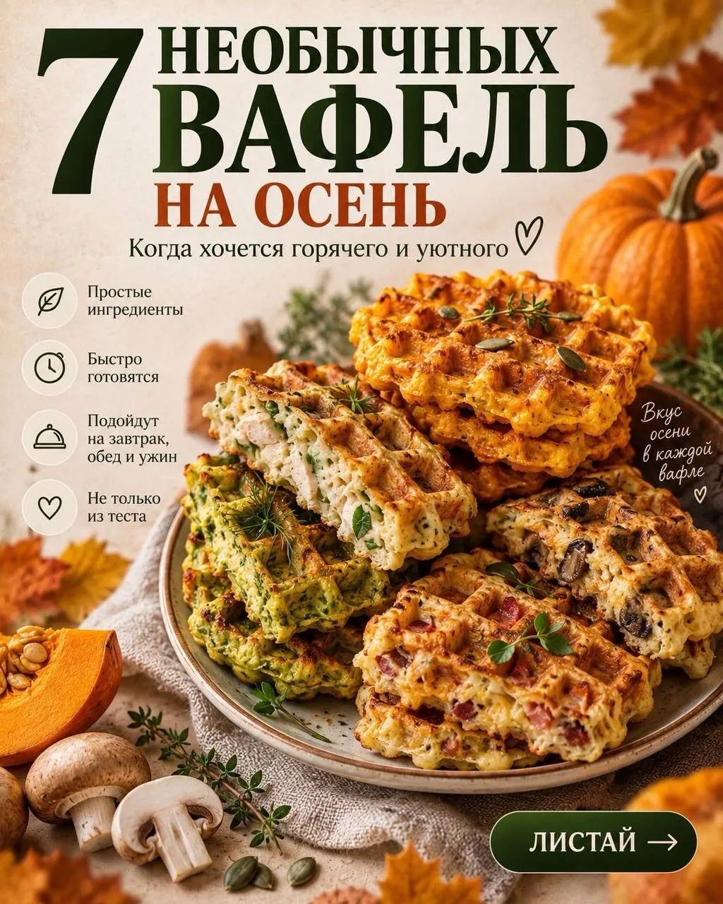 🧇7 необычных вафель на осень