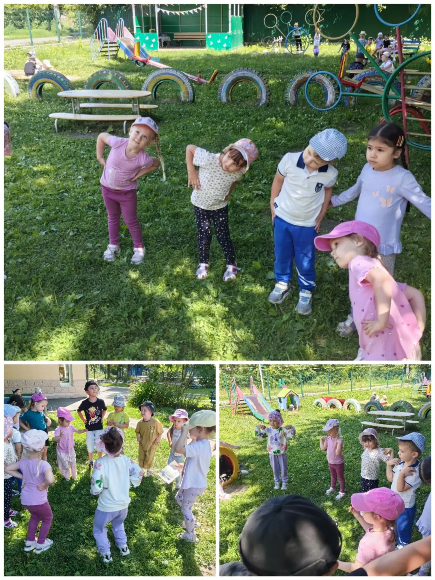 Неделя здоровья в детском саду.
Каждое утро начиналось с весёлой зарядки на свежем воздухе. 
Днём ре