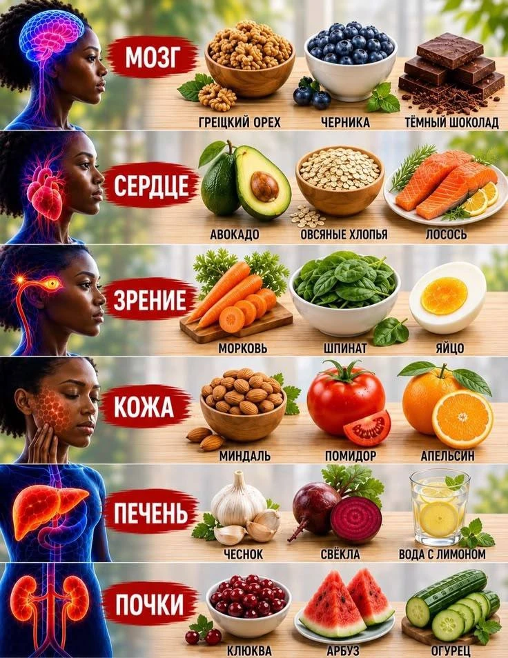 Полезные продукты для всего организма.