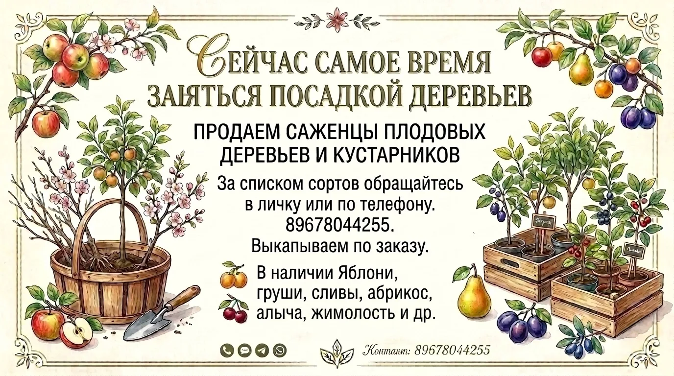 В продаже саженцы деревьев
