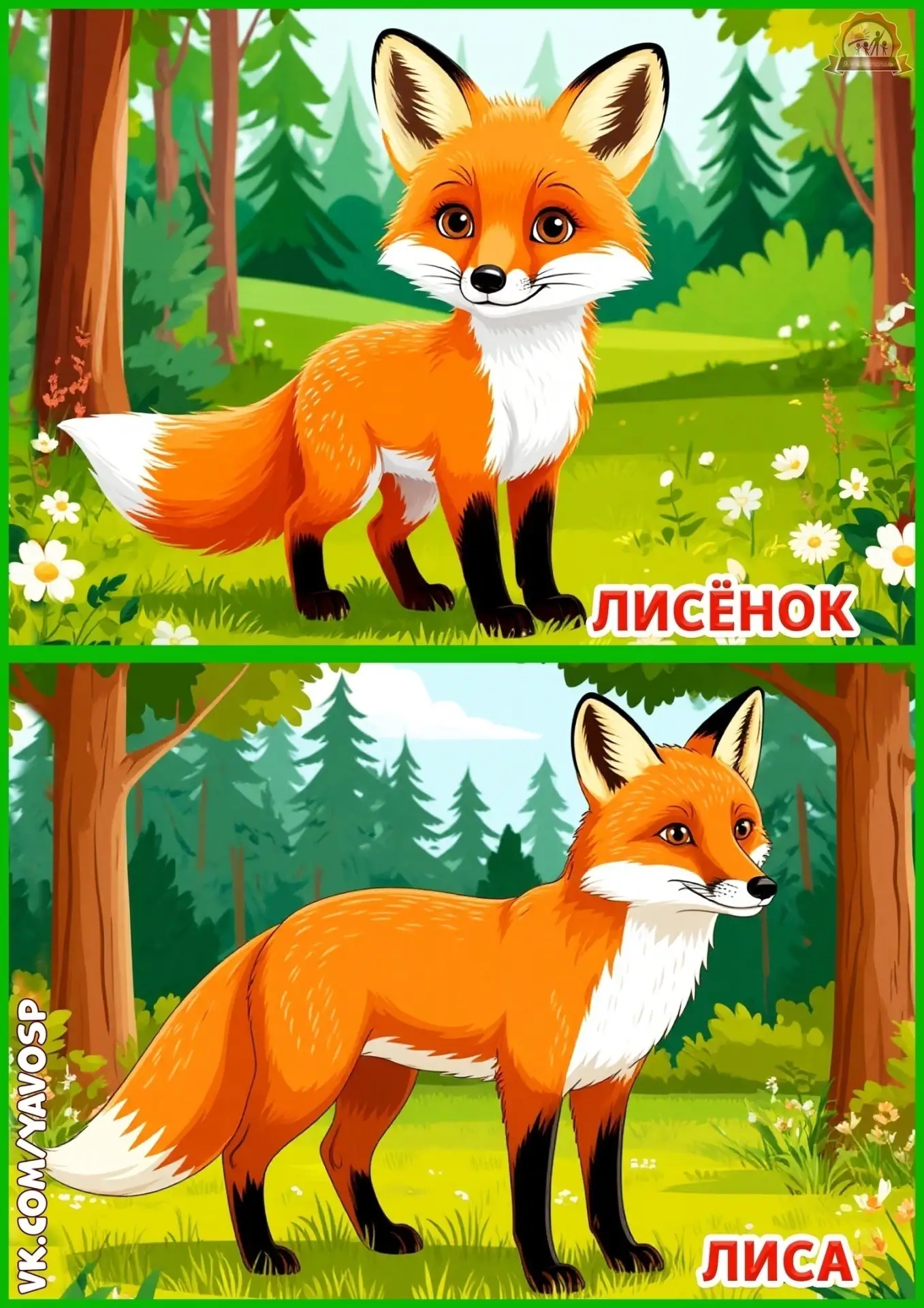 Дикие животные. Детеныши и их мамы