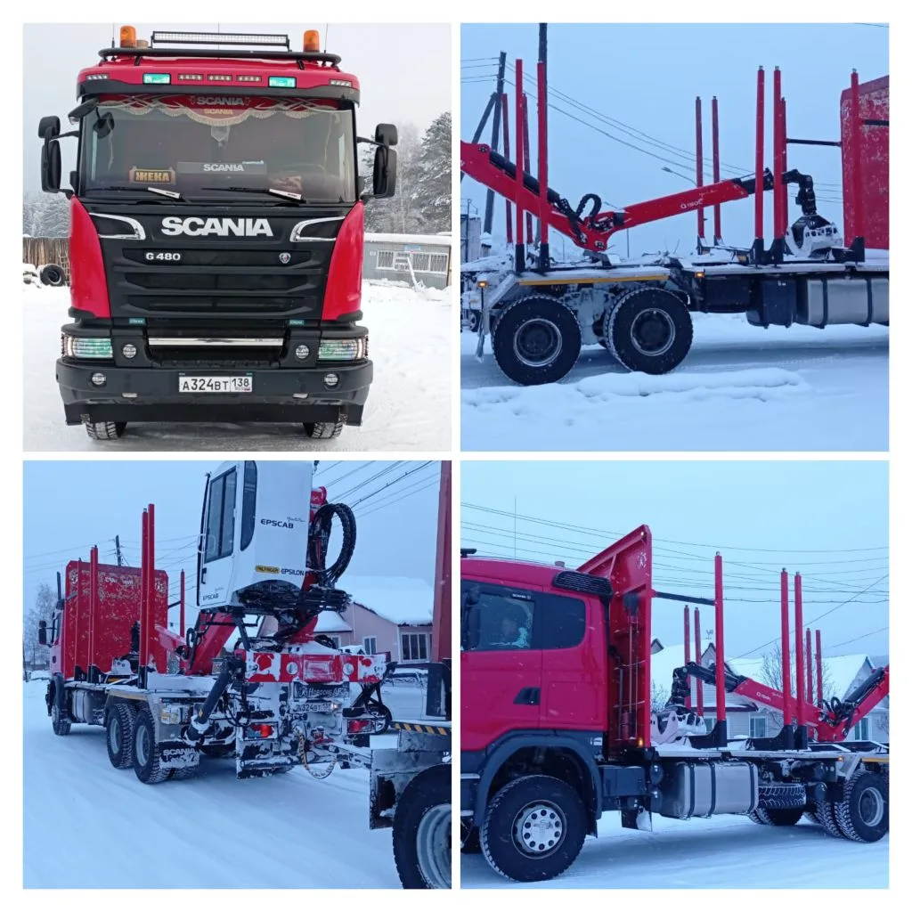 Установка на сортиментовоз Scania G480 гидро манипулятора на заднем свесе.