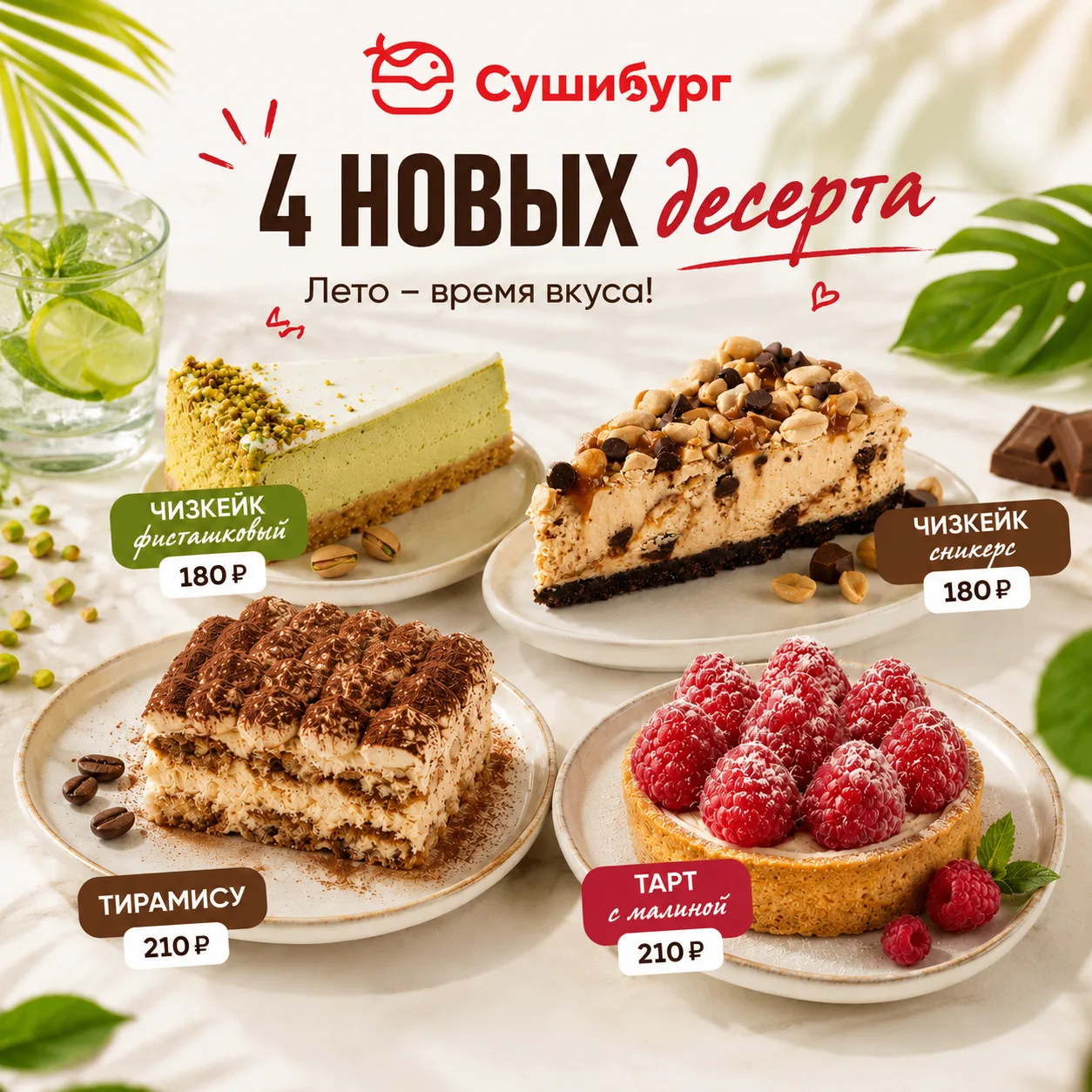 🍰 Новинки, которые стоит попробовать

Добавили в меню сразу 4 десерта — каждый со своим характером: