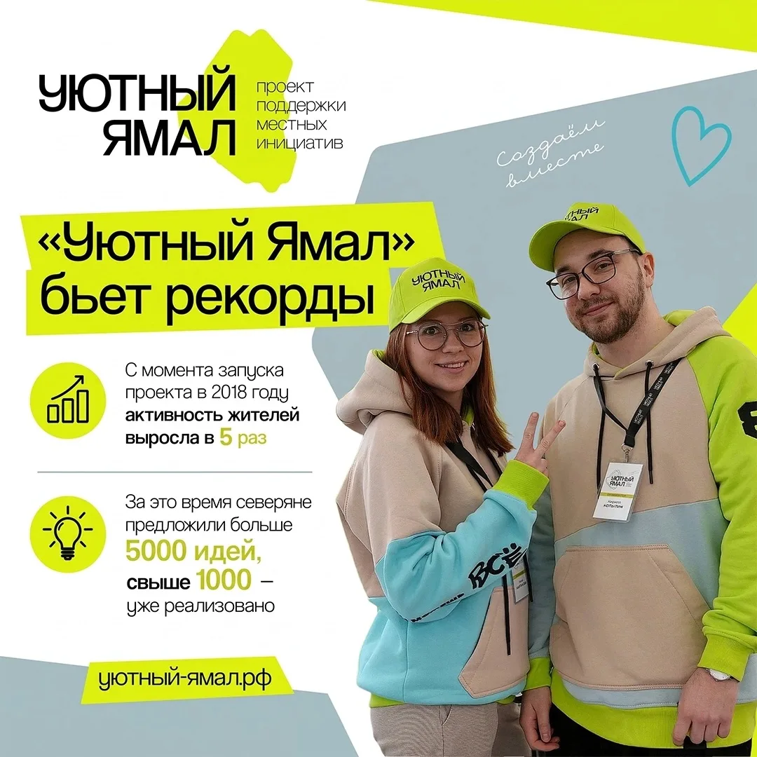 Северяне побили рекорд по количеству инициатив, поданных по проекту «Уютный Ямал»!

Сбор предложений