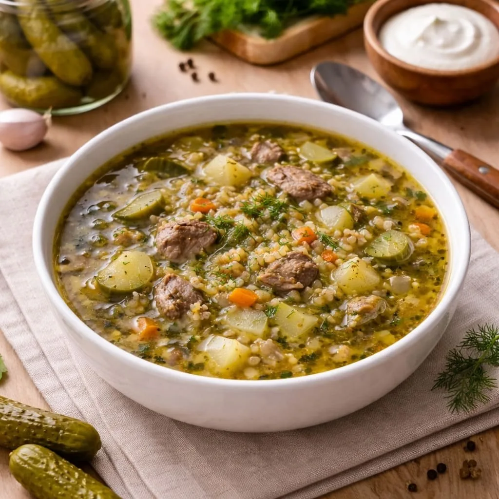 РАССОЛЬНИК С ПЕРЛОВКОЙ И СОЛЁНЫМИ ОГУРЦАМИ 🥣👍

Классический русский суп с перловой крупой, солёным