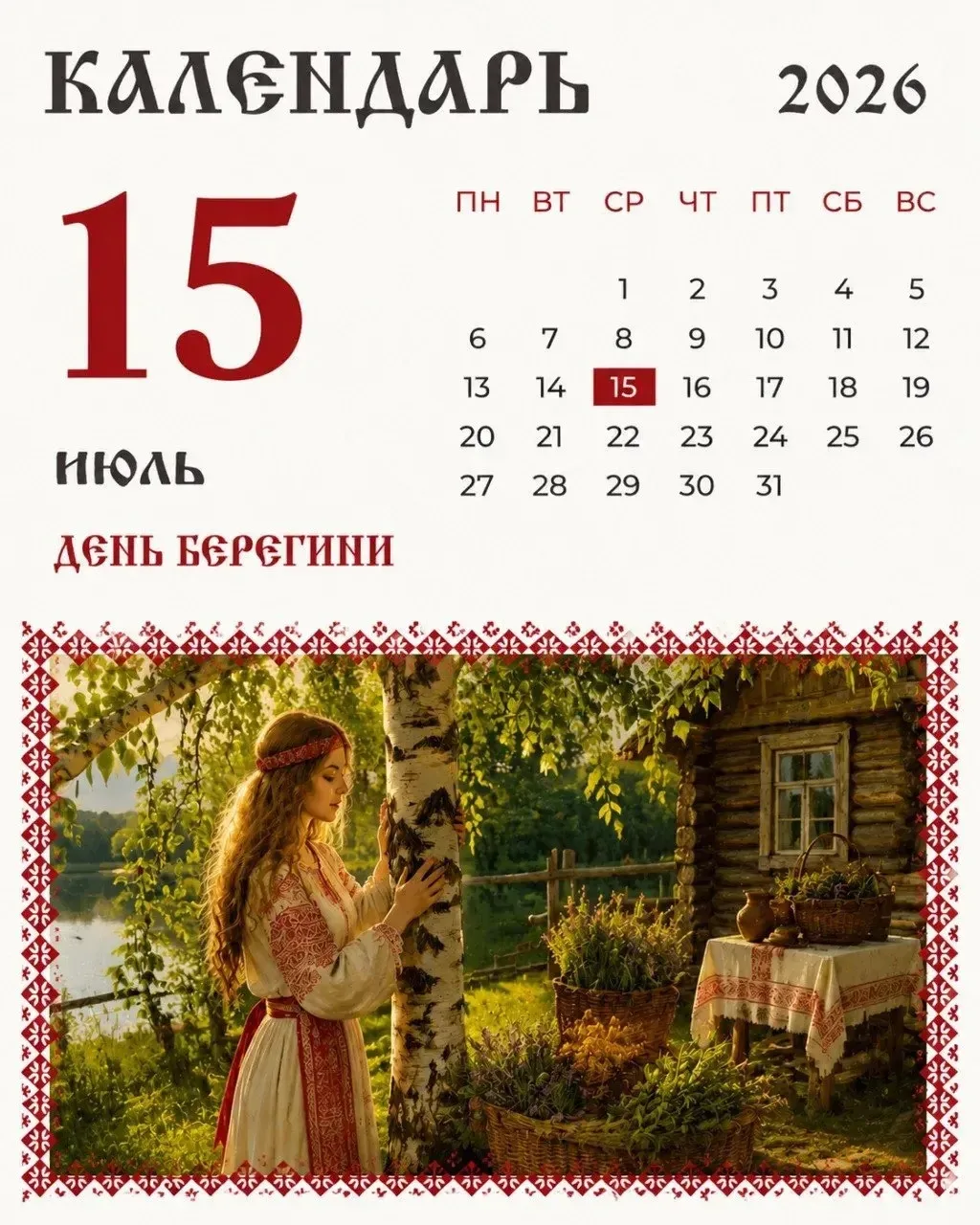 День Берегини: традиции и приметы на Руси.

По народному календарю 15 июля отмечают день Берегини — 