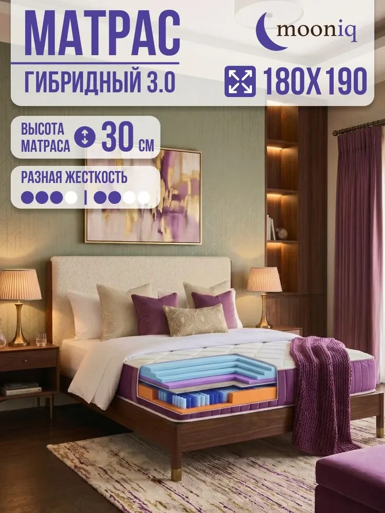 Ортопедический матрас 180×30 см: натуральный латекс, Memory Foam и гель
