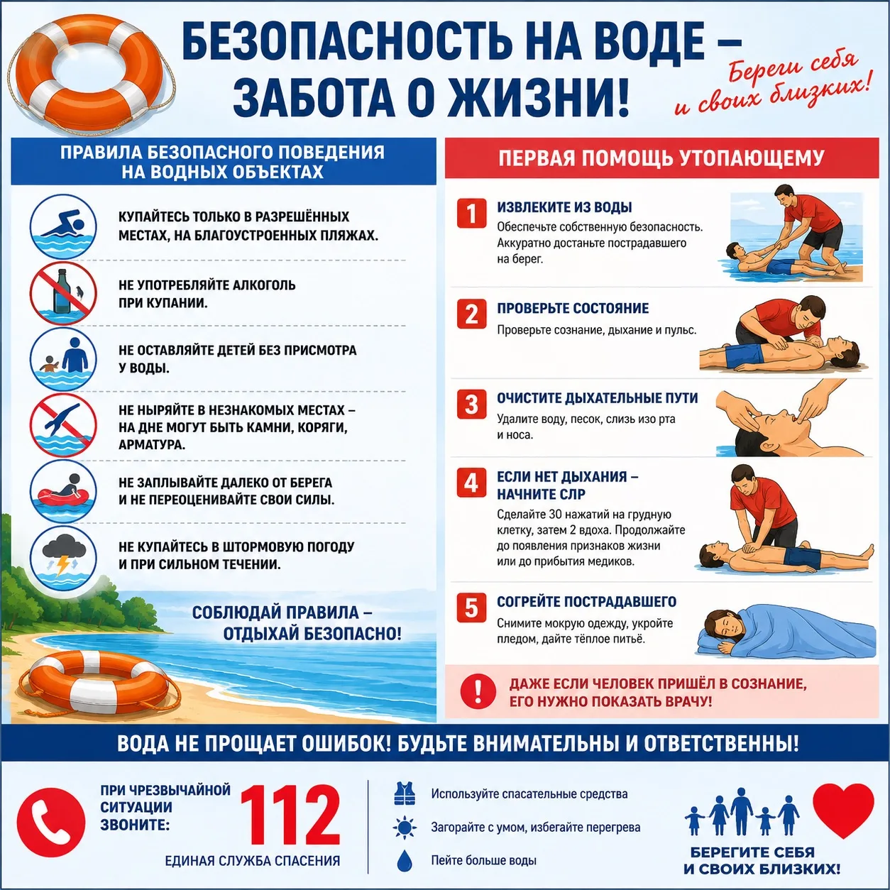 🌊 Безопасность на воде — ответственность каждого!