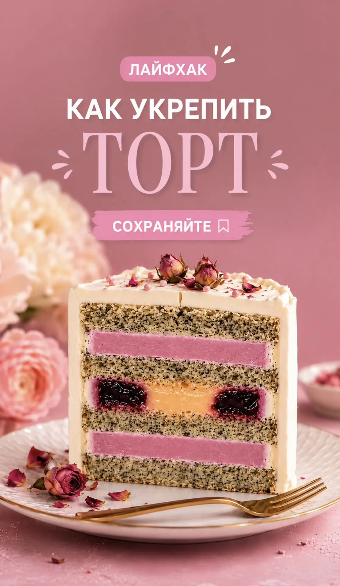 Как укрепить многоярусный 
торт? 🎂
⠀
Я не использую деревянные опоры, так как их практически невозм