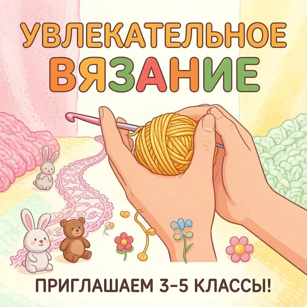 В объединение "Увлекательное вязание" приглашаются учащиеся 3-5 классов. Вместе с Бонда...