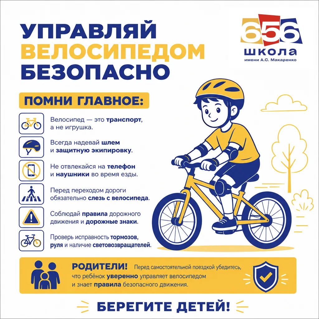 🚲  Безопасность начинается с тебя!

Лето — лучшее время для велосипедных прогулок. Чтобы каждая пое