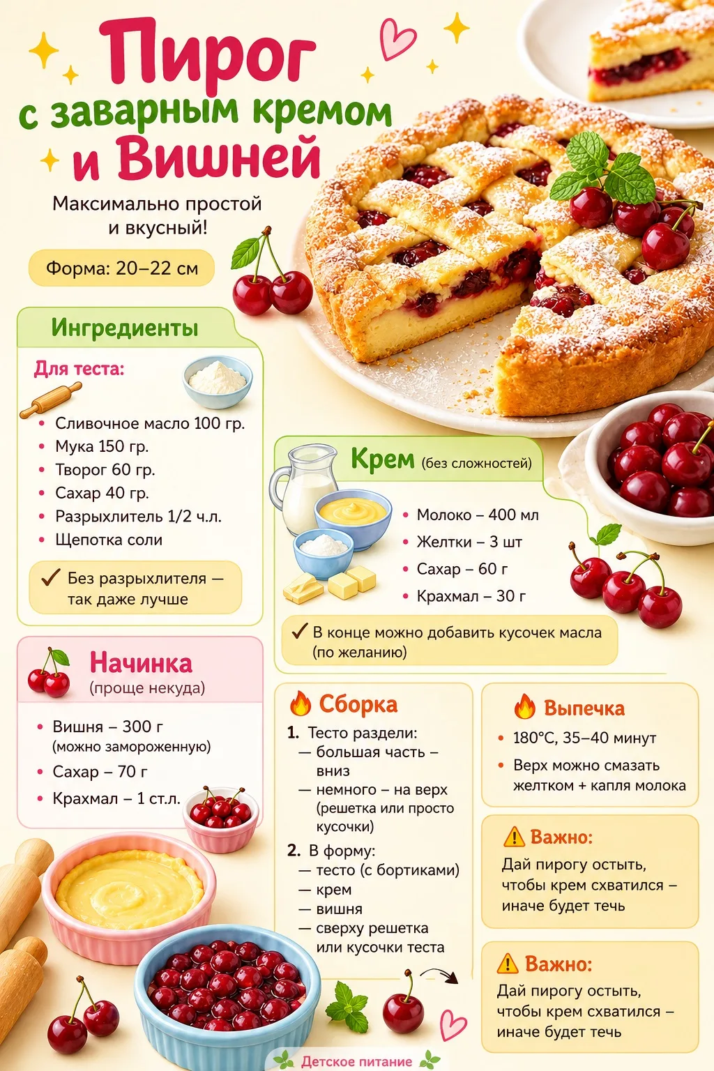 Пирог с заварным кремом и вишней

Оцените пост 🩷

Детское питание - Подписаться!