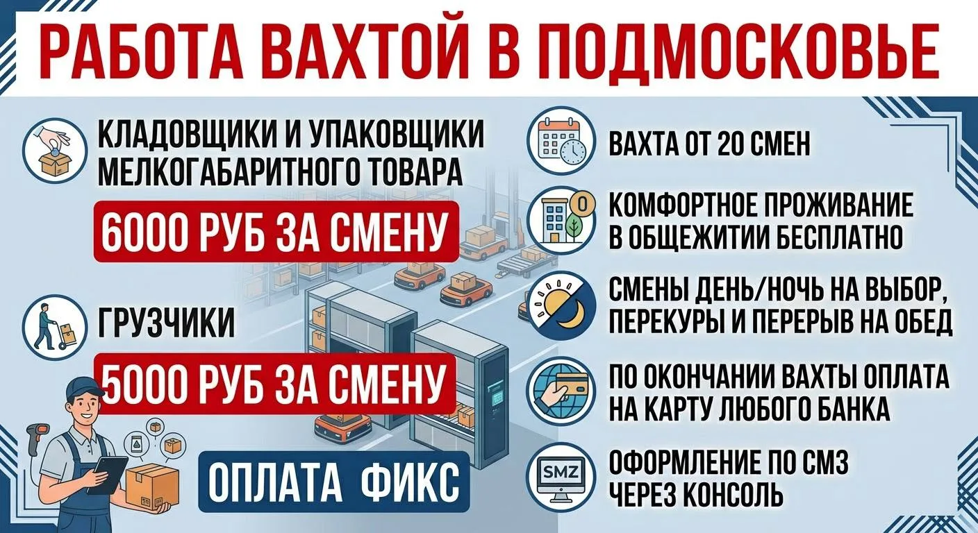 Горящая вакансия на склад Мерлион оплата фикс🔥 6000 руб/смена — кладовщики/упаковщики;...