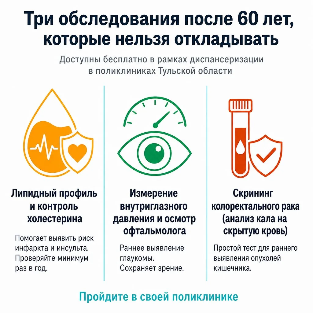 Три обследования, которые нельзя откладывать после 60 лет