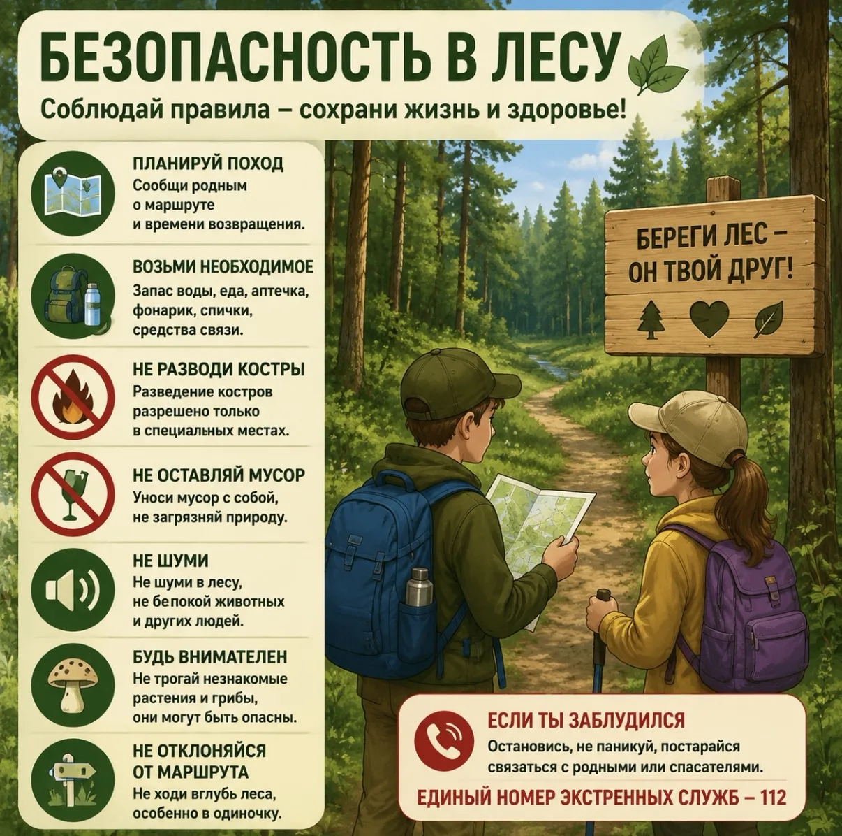 🌲 Правила выживания: как не потеряться в лесу