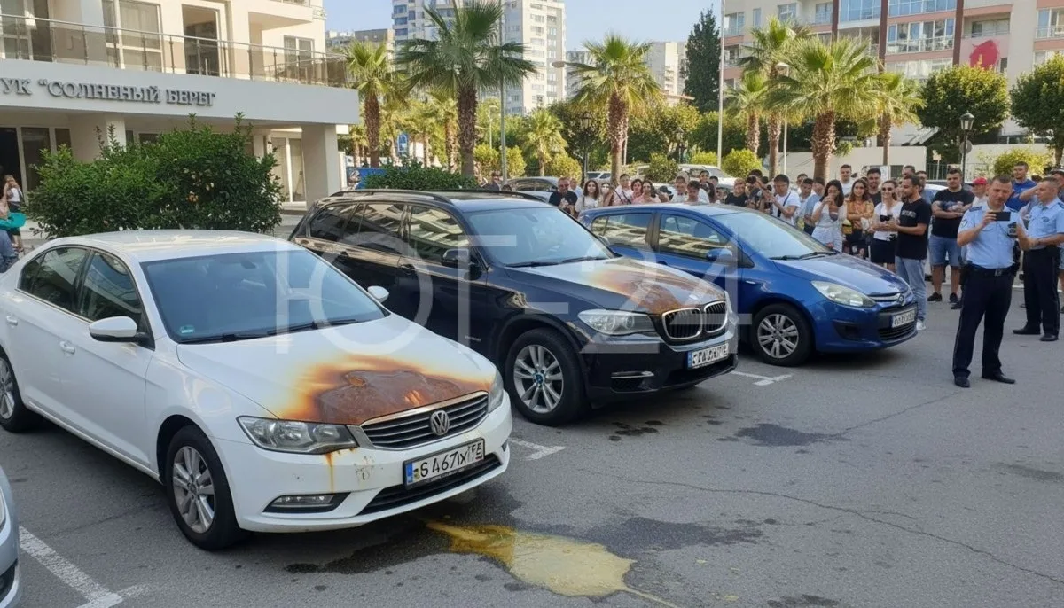 В Сочи неизвестный облил кислотой три автомобиля