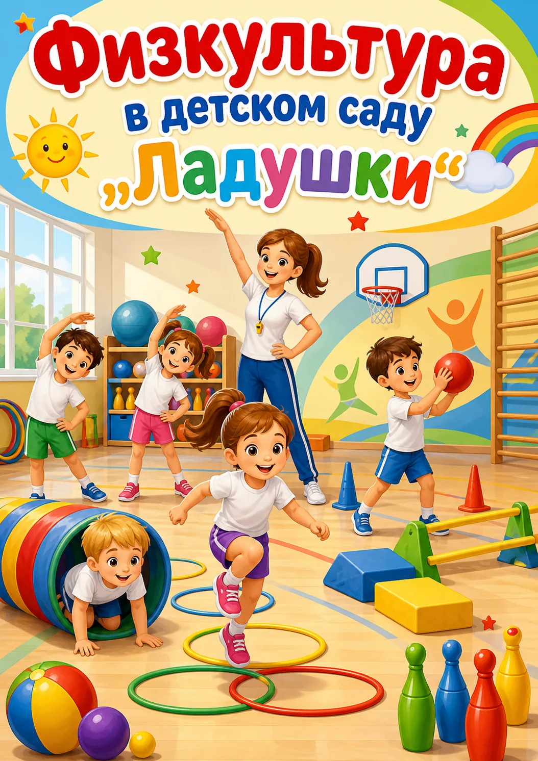 Занятие началось с энергичной разминки. Ребята группы "Русалочка" выполнили ходьбу и бе...