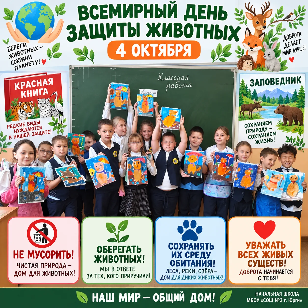 🐾 Братья наши меньшие: в начальной школе прошли беседы ко Всемирному дню защиты животных