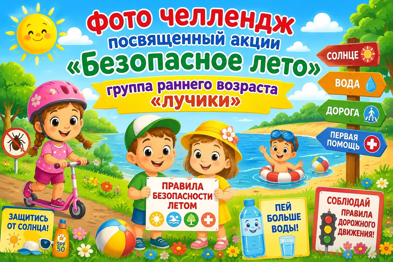 🌅 «Лето весёлое и безопасное»: фоточеллендж в группе «Лучики»! 🌅