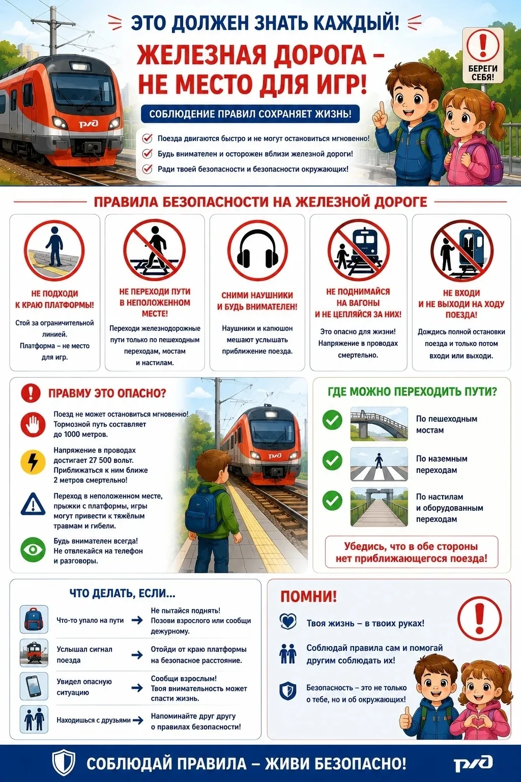Железная дорога — зона повышенной опасности, где особенно важно соблюдать правила безоп...
