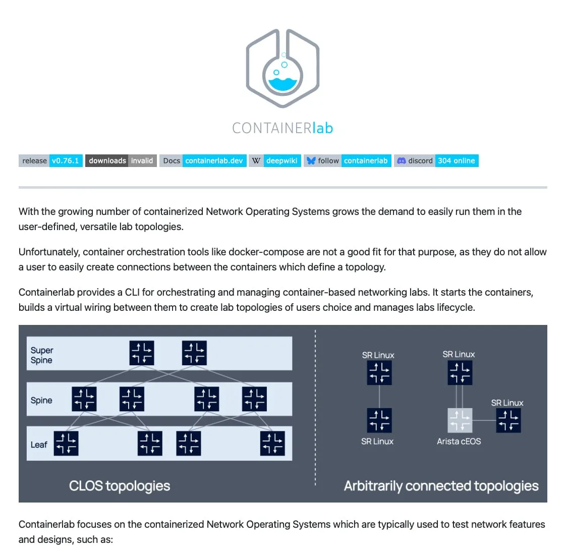 •  А ведь проект Containerlab продолжает развиваться, что очень хорошо. Напомню, что эт...