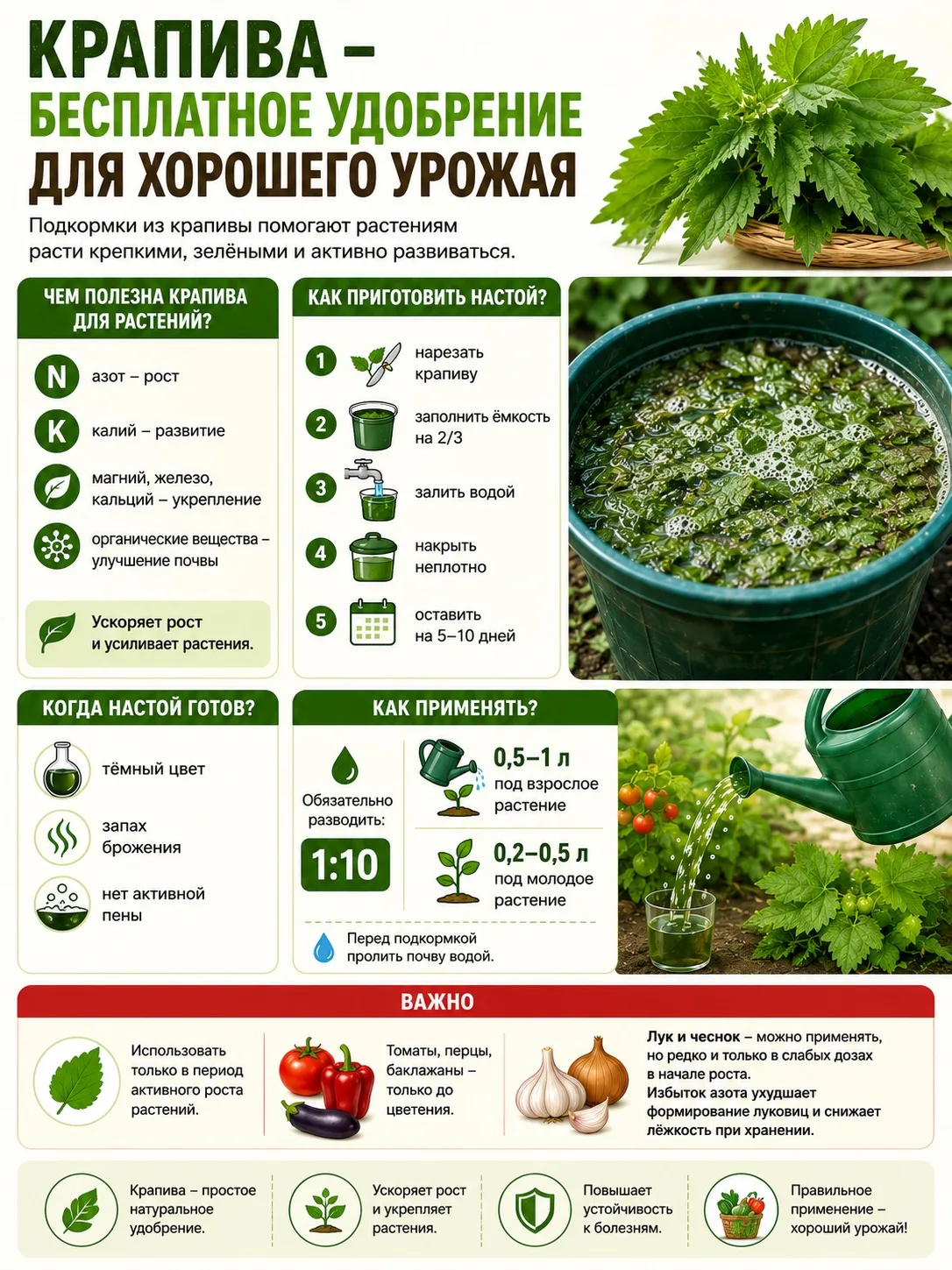 Крапивный настой — натуральное удобрение для богатого урожая 🍀