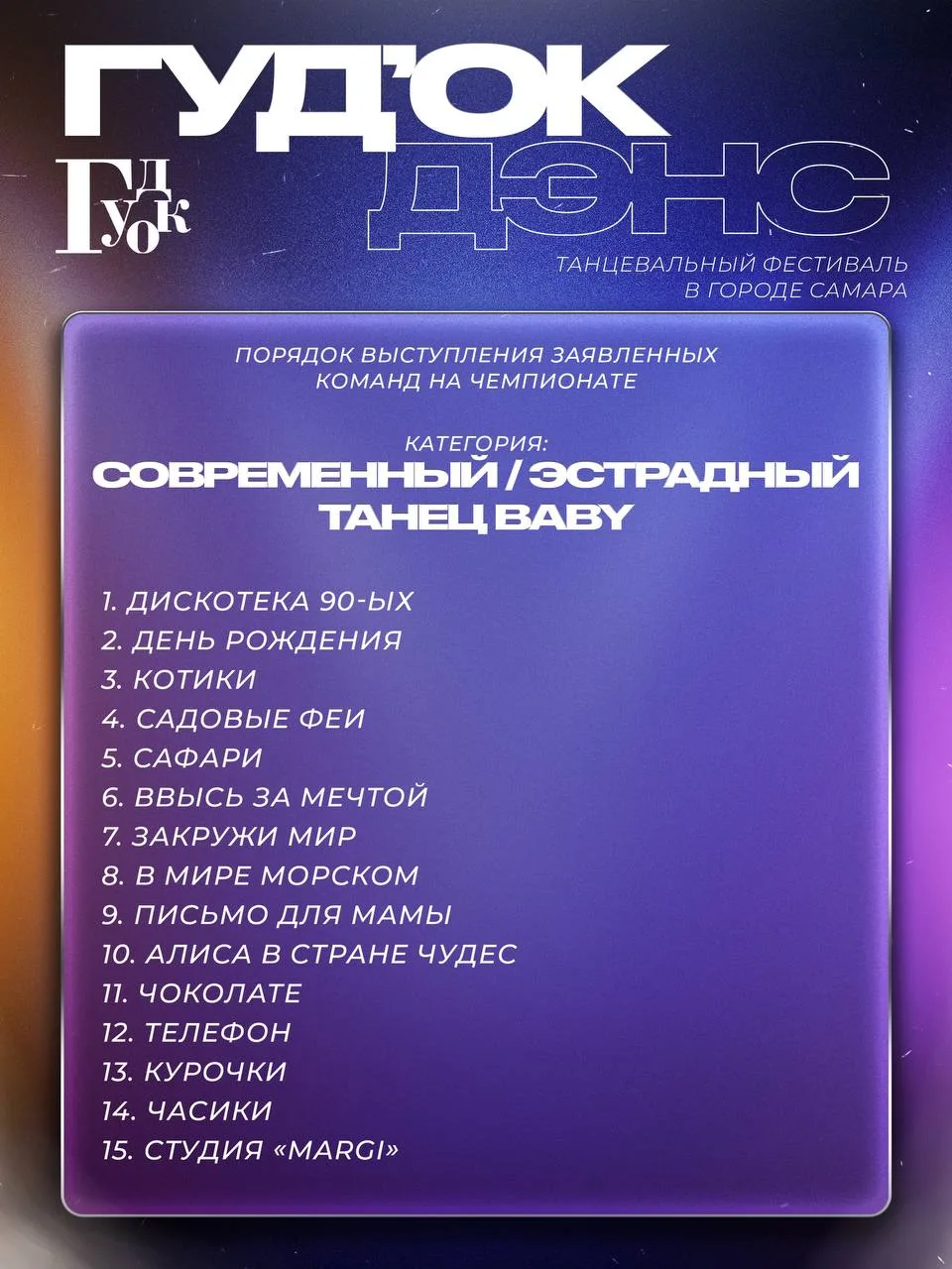 А мы уже готовы представить вам порядок выступлений чемпионата!