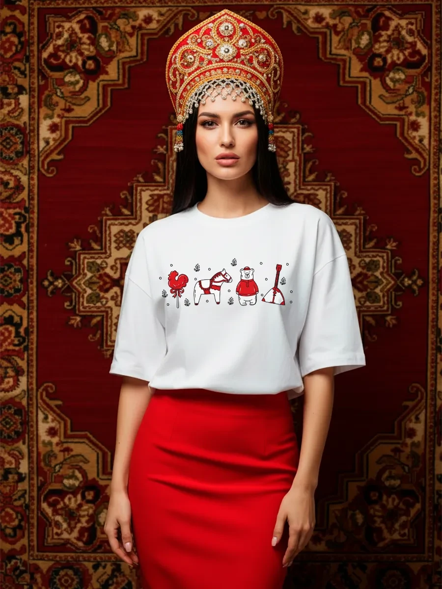 ⚡️ Футболка с принтом русский стиль, Easy tee