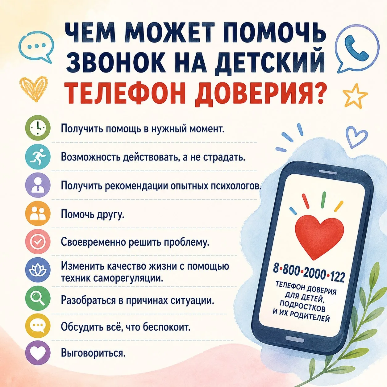 🚨 Единый Общероссийский телефон доверия для детей и подростков в Алтайском крае:
📞 8 800 2000 122 