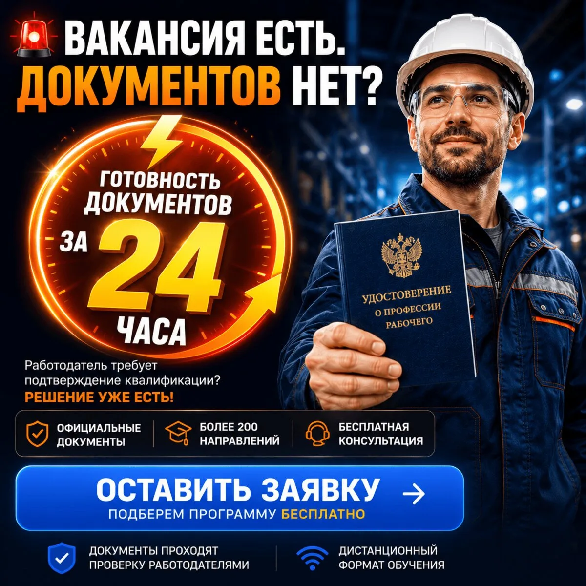 Вакансия есть. Документов нет?