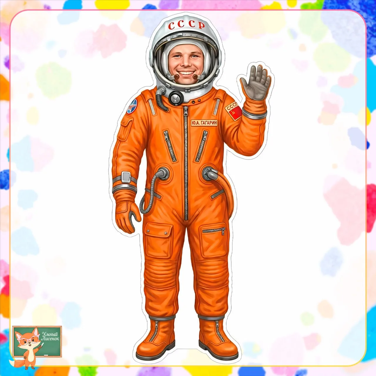 Фигурный плакат для оформления "Юрий Гагарин" на 1, 2 и 4 листа от https://max.ru/lisen...
