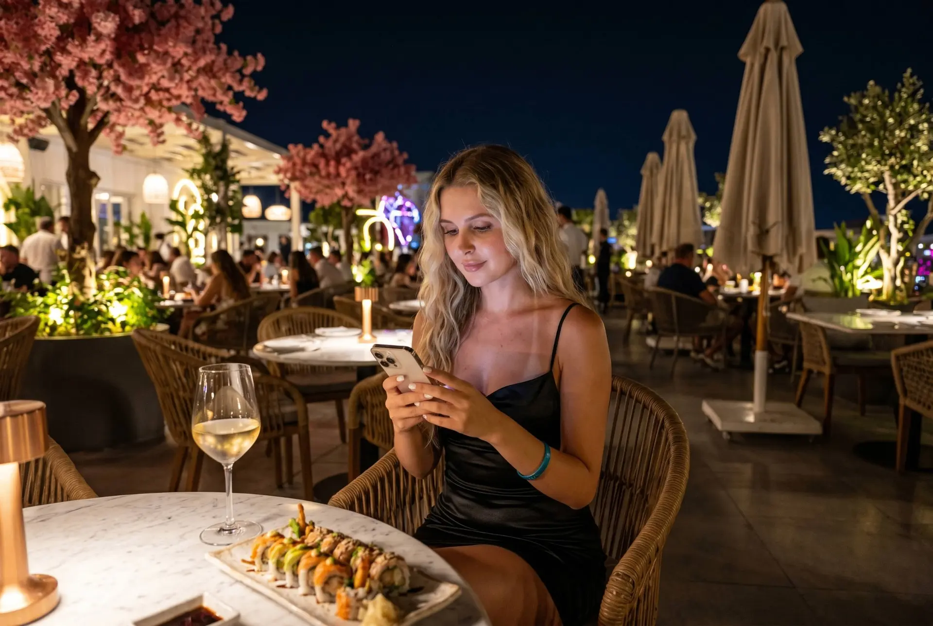Легкий загар, следы от купальника на верхней части тела Шиммер по всему телуportrait of beautiful wo