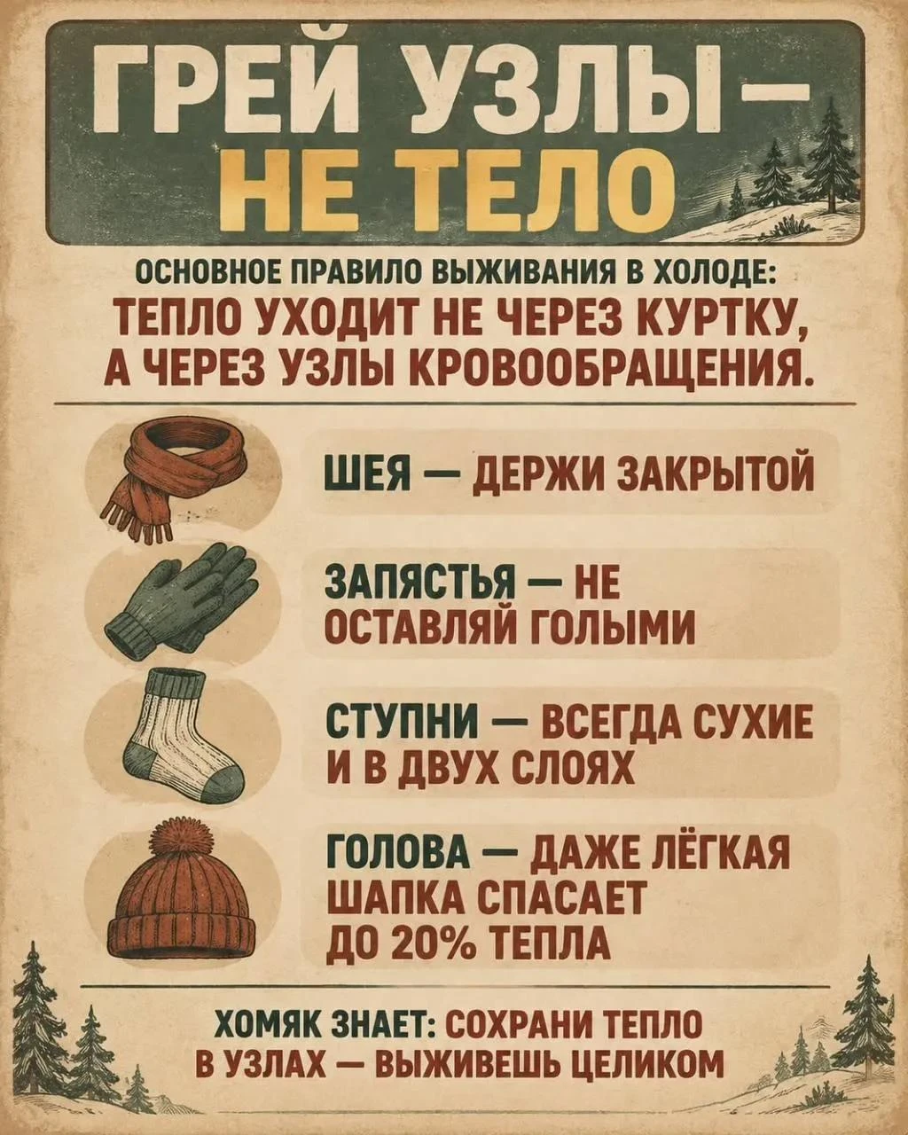 🧦 Согревайте узлы — не забывайте об этом!