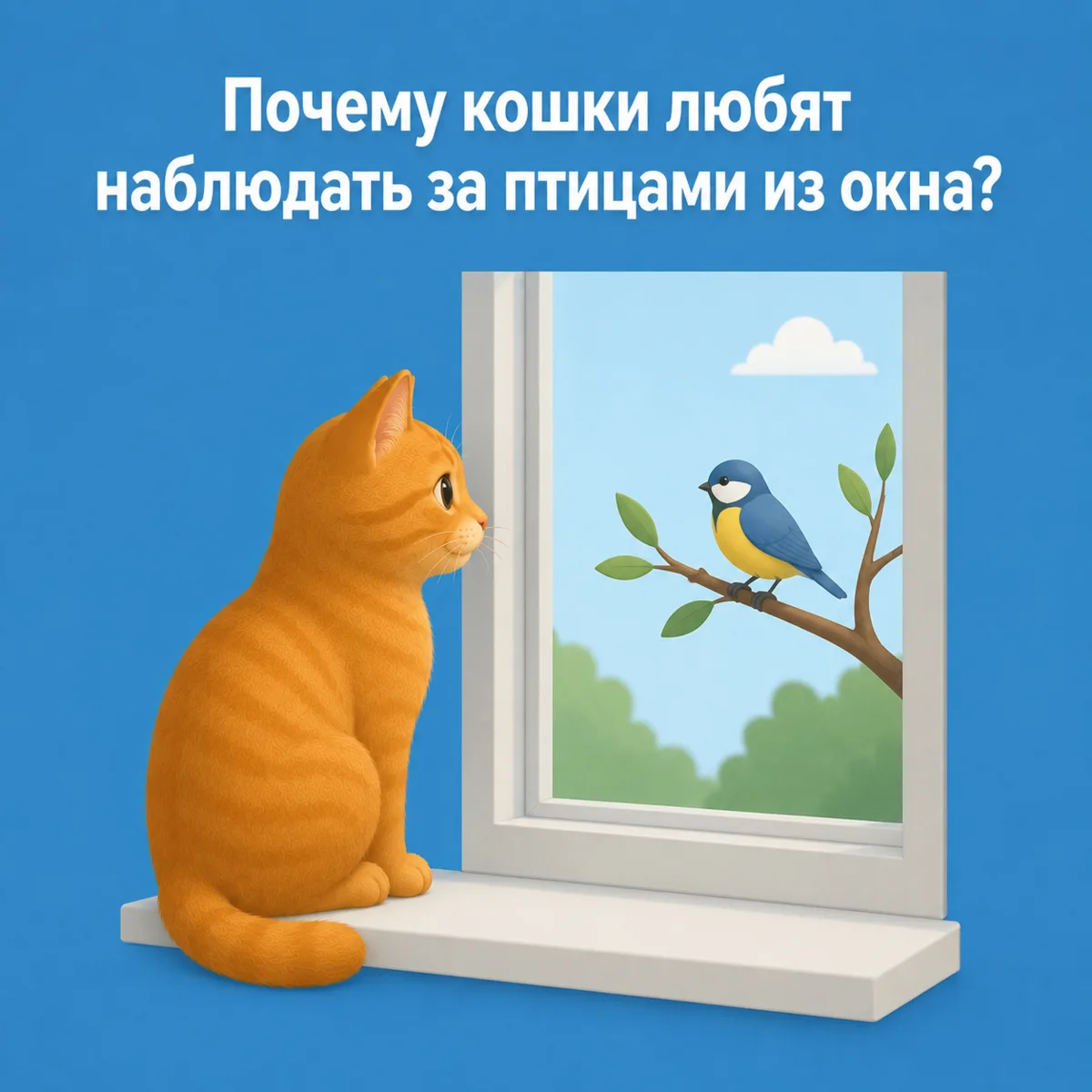 🐦 Почему кошки любят наблюдать за птицами из окна? 🐱
