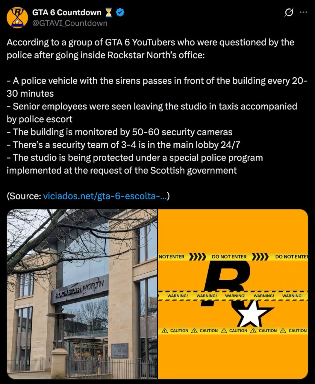 🚔 Полиция Шотландии на страже GTA VI: двух блогеров задержали за секунды у штаб-кварти...