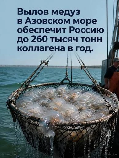 ВЫЛОВ МЕДУЗ В АЗОВСКОМ МОРЕ ОБЕСПЕЧИТ РОССИЮ ДО 260 ТЫСЯЧ ТОНН КОЛЛАГЕНА В ГОД.