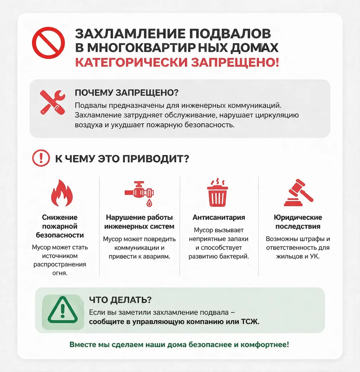 🛠 Захламление подвалов в многоквартирных домах: почему это запрещено и чем опасно