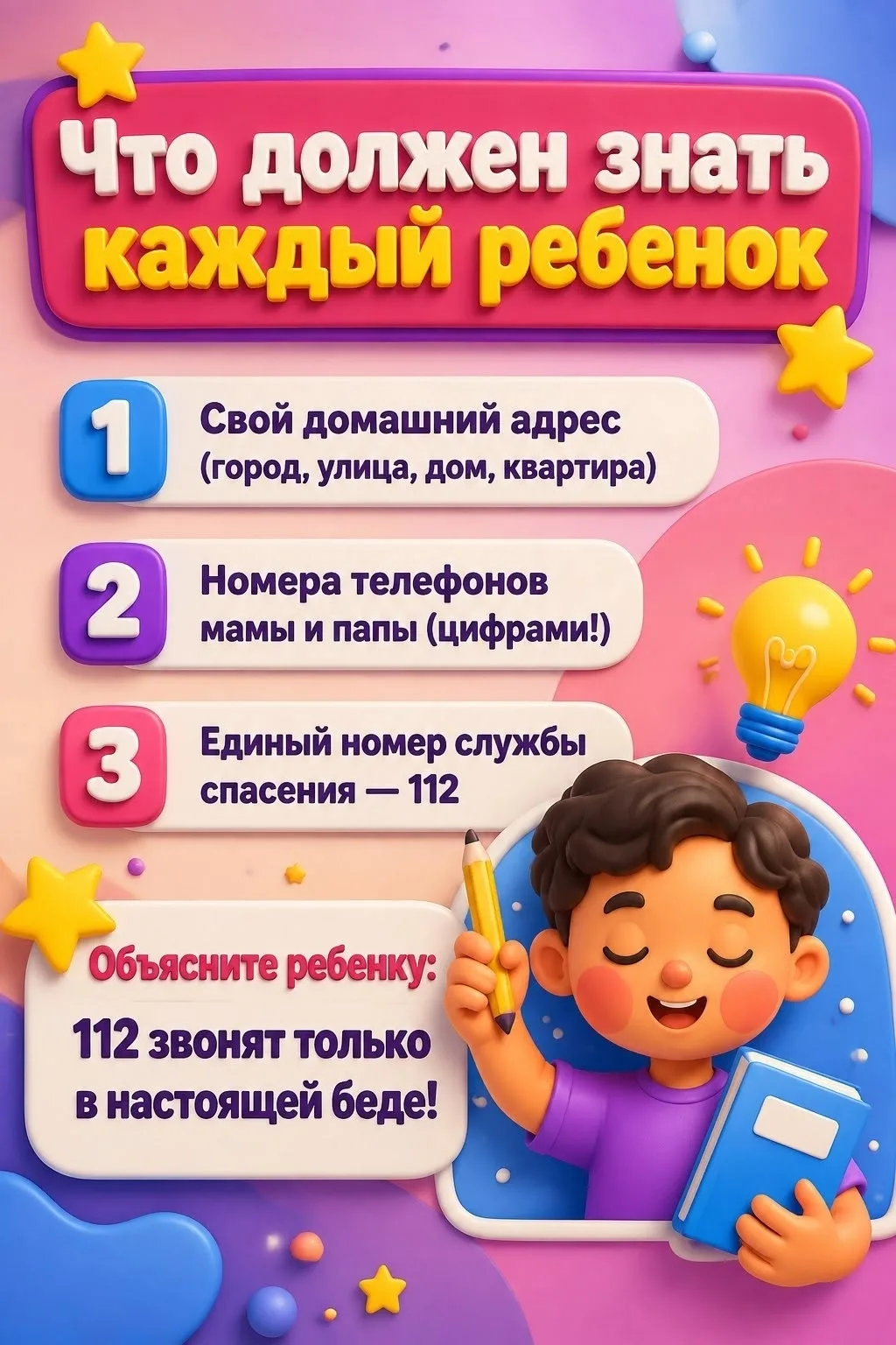 Уважаемые родители, а ваши дети знают эти три вещи? 🤔