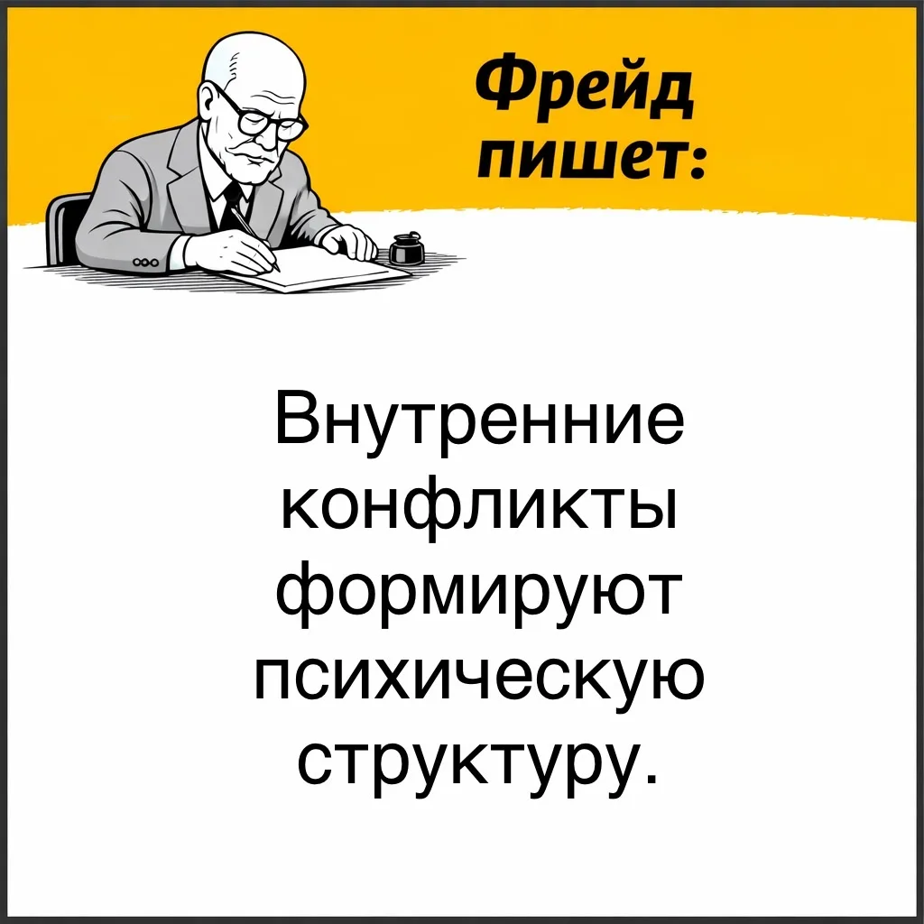 Фрейд объясняет, что психика строится на столкновении следующих сил:  -желаний «Оно»,  -моральных тр
