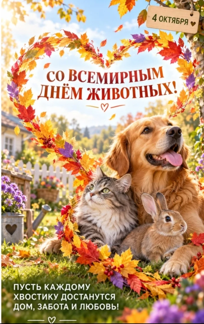 🐾 4 октября — Всемирный день защиты животных