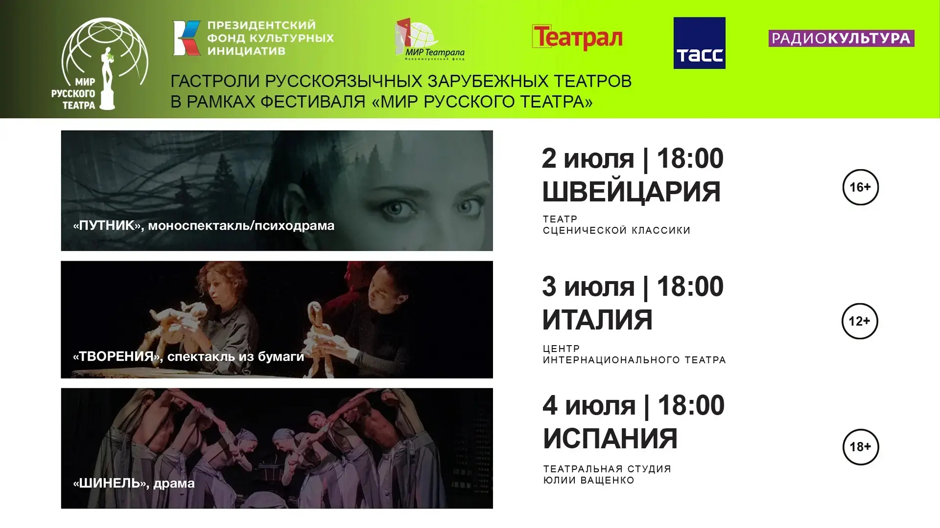 🎭 2–4 июля Владимирская область принимает международный фестиваль «Мир русского театра»